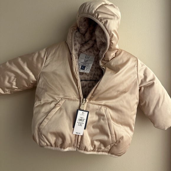 GAP Other - GAP Infant Reversible Hooded Puffer Jacket in Gold and Tan